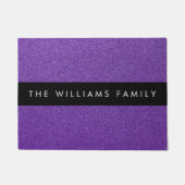 紫のグリッター、グリッターの背景、名前 ドアマット (正面)