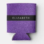 紫のグリッター、グリッターの背景、名前 缶クーラー (正面)