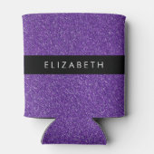 紫のグリッター、グリッターの背景、名前 缶クーラー (裏面)