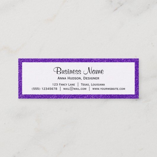 紫のグリッター、スパークリー、グリッター背景 スキニー名刺 (正面)