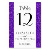 紫のグリッター、スパークリー、光沢のあるグリッター結婚、 テーブルナンバー (裏面)