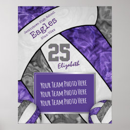 紫のグレーガールズバレーボールチームの写真 ポスター