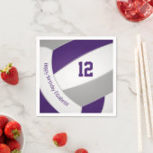 紫のグレーガールズボーイズバレーボールお祝い スタンダードカクテルナプキン (インサイチュ)