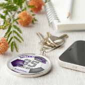 紫のグレーチームの選手の名前ガールズボーイズサッカー キーホルダー (側面)