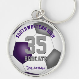 紫のグレーチームの選手の名前ガールズボーイズサッカー キーホルダー