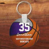 紫のグレーチームは男の子のバスケットボールの女の子に色を付ける キーホルダー (正面)