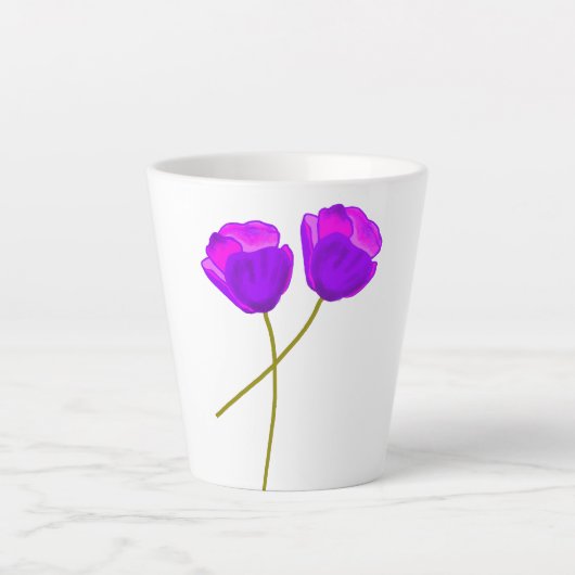 紫のケシの花 カフェラテマグ (正面)