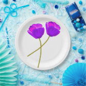 紫のケシの花 ペーパープレート (パーティー)