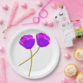 紫のケシの花 ペーパープレート (パーティー)