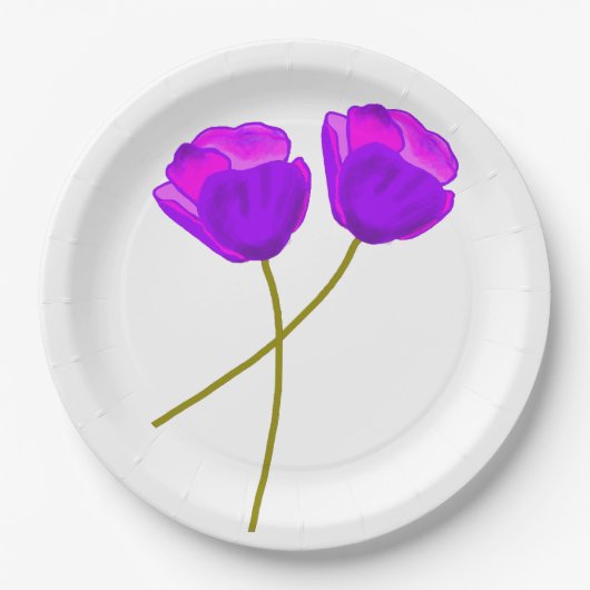 紫のケシの花 ペーパープレート (正面)