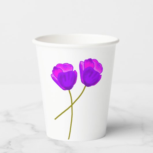 紫のケシの花 紙コップ (正面)