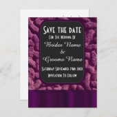 紫のケルト結び目模様保存日付 案内ポストカード (正面/裏面)