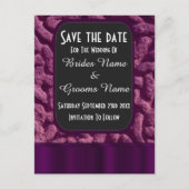 紫のケルト結び目模様保存日付 案内ポストカード (正面)