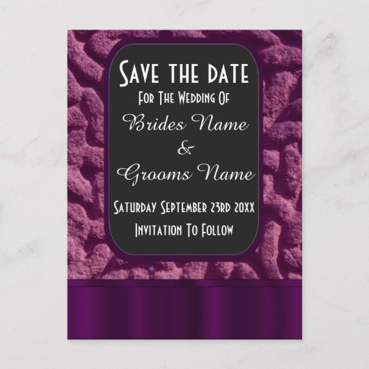 紫のケルト結び目模様保存日付 案内ポストカード (正面)