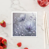 紫のコスモスと露の滴 スタンダードカクテルナプキン (インサイチュ)