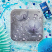 紫のコスモスと露の滴 ペーパープレート (パーティー)