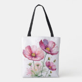 紫のコスモスの花 トートバッグ (裏面)