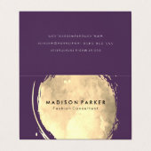 紫のコンテンポラリー水彩色ブラシ 名刺 (外部フラット)