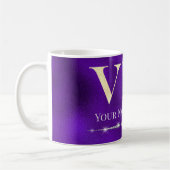 紫のゴージャスゴールドVIP コーヒーマグカップ (左)