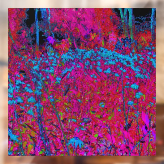 紫のサイケデリックリリーフラワーマゼンタガーデン ウィンドウサイン (シート2)