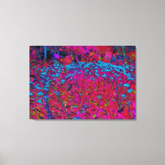 紫のサイケデリックリリーフラワーマゼンタガーデン キャンバスプリント (正面)