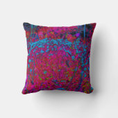 紫のサイケデリックリリーフラワーマゼンタガーデン クッション (裏面)