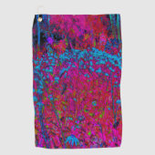 紫のサイケデリックリリーフラワーマゼンタガーデン ゴルフタオル (正面)