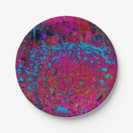 紫のサイケデリックリリーフラワーマゼンタガーデン ペーパープレート