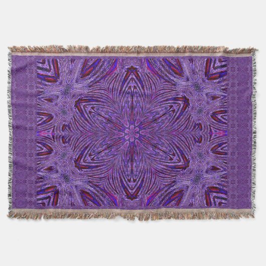 紫のサイケデリック旅花 スローブランケット (正面)