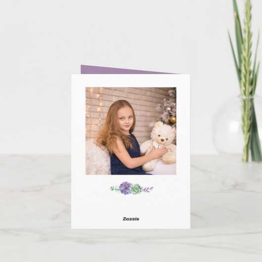 紫のサクレンツの聖体拝領写真ありがとう  招待状 (裏面)