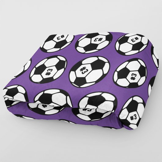 紫のサッカーボールナンバーパターン フリースブランケット