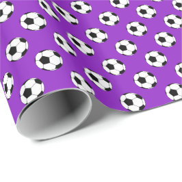 紫のサッカー柄ラッピングペーパー ラッピングペーパー