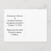 紫のサテンリボン日付の保存 案内ポストカード (裏面)