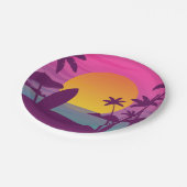 紫のサンセットサーフビーチ ペーパープレート (アングル)