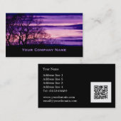 紫のサンセットツリーシルエット名刺 名刺 (正面/裏面)