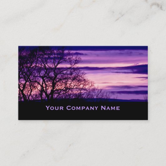 紫のサンセットツリーシルエット名刺 名刺 (正面)