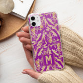 紫のシックな大理石にゴールドのモノグラム Case-Mate iPhoneケース