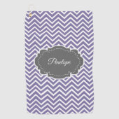 紫のシボパーソナライズされたロン ゴルフタオル (正面)