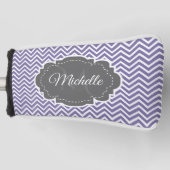 紫のシボパーソナライズされたロン ゴルフヘッドカバー (正面)