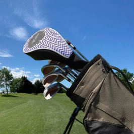 紫のシボパーソナライズされたロン ゴルフヘッドカバー