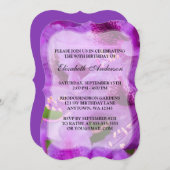 紫のシャクナゲの花々90歳の誕生日パーティー 招待状 (正面/裏面)