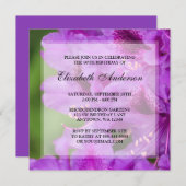 紫のシャクナゲの花80歳の誕生日パーティー 招待状 (正面/裏面)