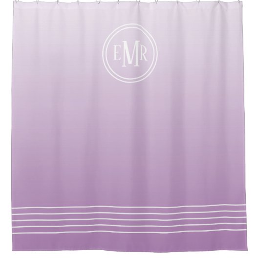 紫のシャワグラデーションーモノグラムのカーテン シャワーカーテン (正面)