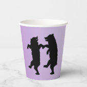 紫のシルエット踊りの2つの黒クマ 紙コップ (正面)