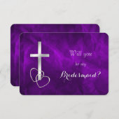 紫のシルバークロスは私の花嫁になる 招待状 (正面/裏面)