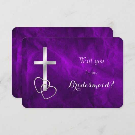 紫のシルバークロスは私の花嫁になる 招待状 (正面/裏面)