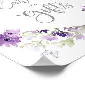 紫のシルバーフレーム蝶のカードとギフト ポスター (角)