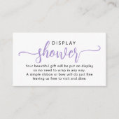 紫のシンプルスクリプトディスプレイシャワー エンクロージャーカード (正面)