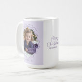 紫のシンプルバウ写真メリークリスマス コーヒーマグカップ (正面左)