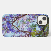 紫のジャカランダの木の油絵,iPhone 13 カバー (裏面横)